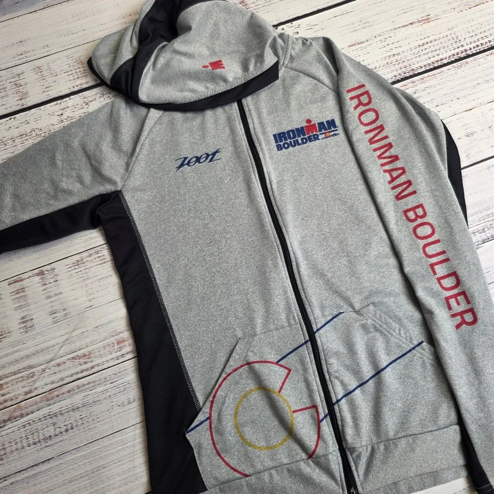 Zoot Ironman Boulder Full Zip Hoodie Womens Large Gray Black Colorado Athletic L